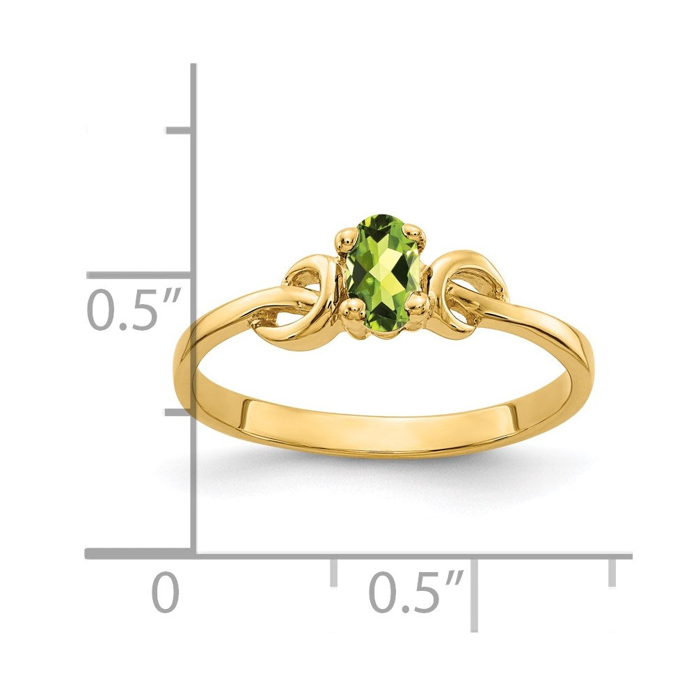 14K Yellow Gold 5x3mm Oval Peridot ring