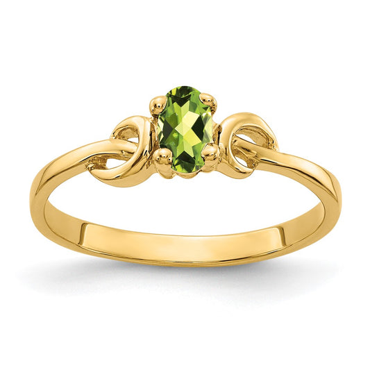 14K Yellow Gold 5x3mm Oval Peridot ring