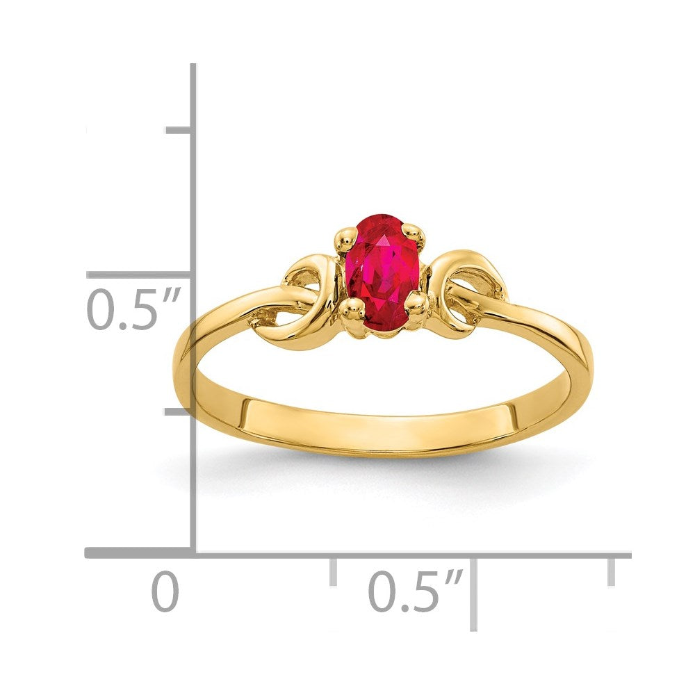 14K Yellow Gold 5x3mm Oval Ruby ring