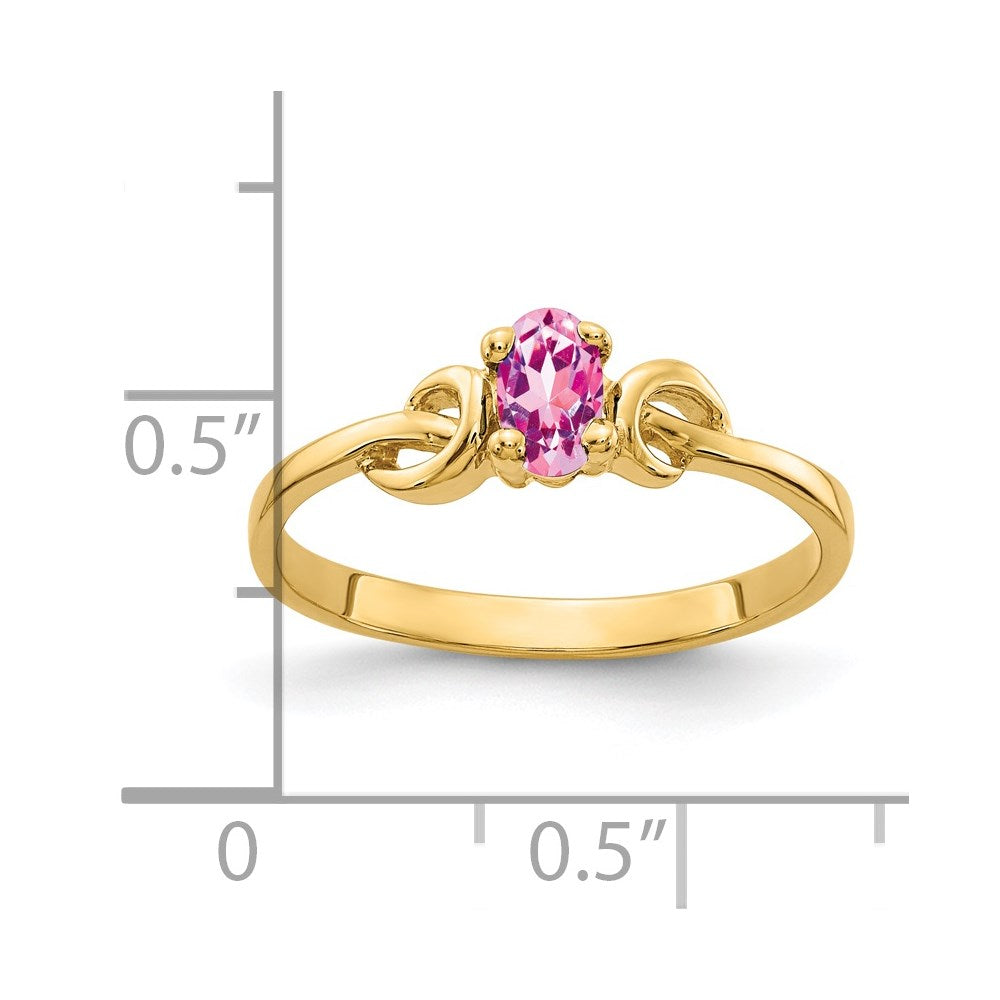 14K Yellow Gold 5x3mm Oval Pink Sapphire ring