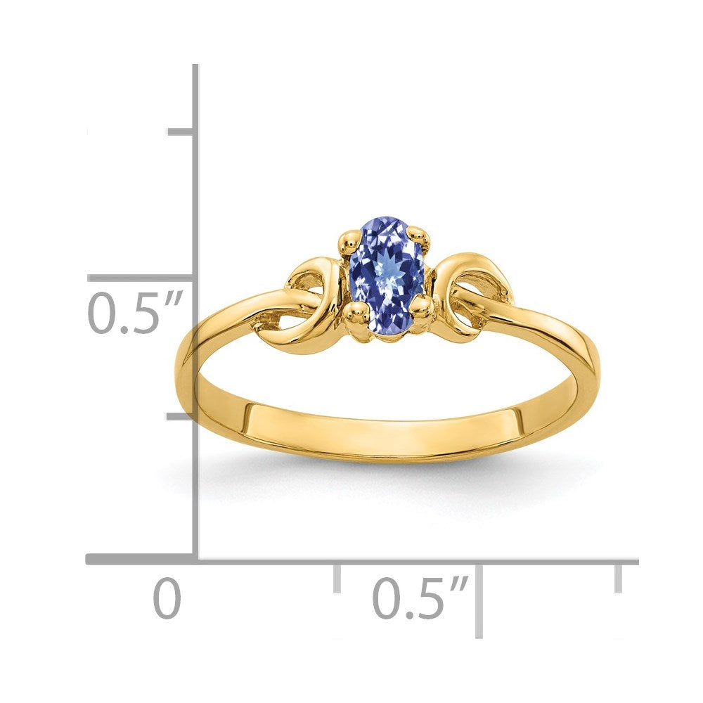 14k Yellow Gold 5x3mm Oval Tanzanite ring