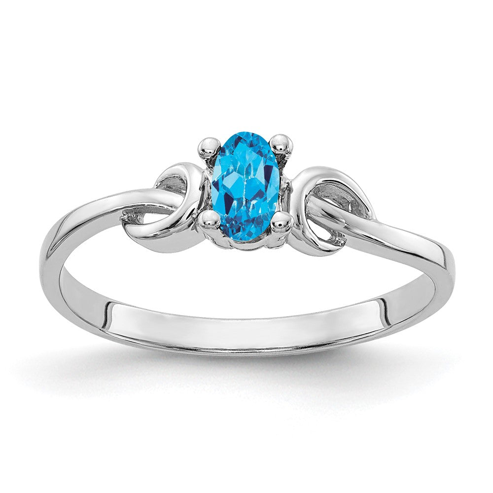 14k White Gold Blue Topaz Ring