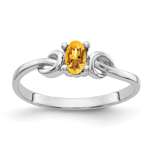 14k White Gold 5x3mm Oval Citrine ring