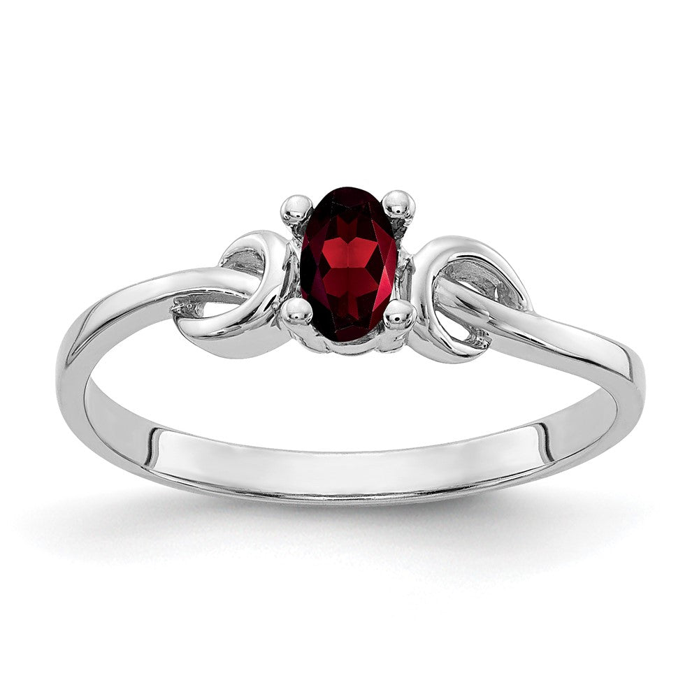 14k White Gold 5x3mm Oval Garnet ring