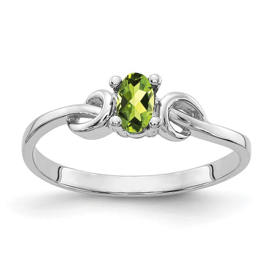 14k White Gold 5x3mm Oval Peridot ring