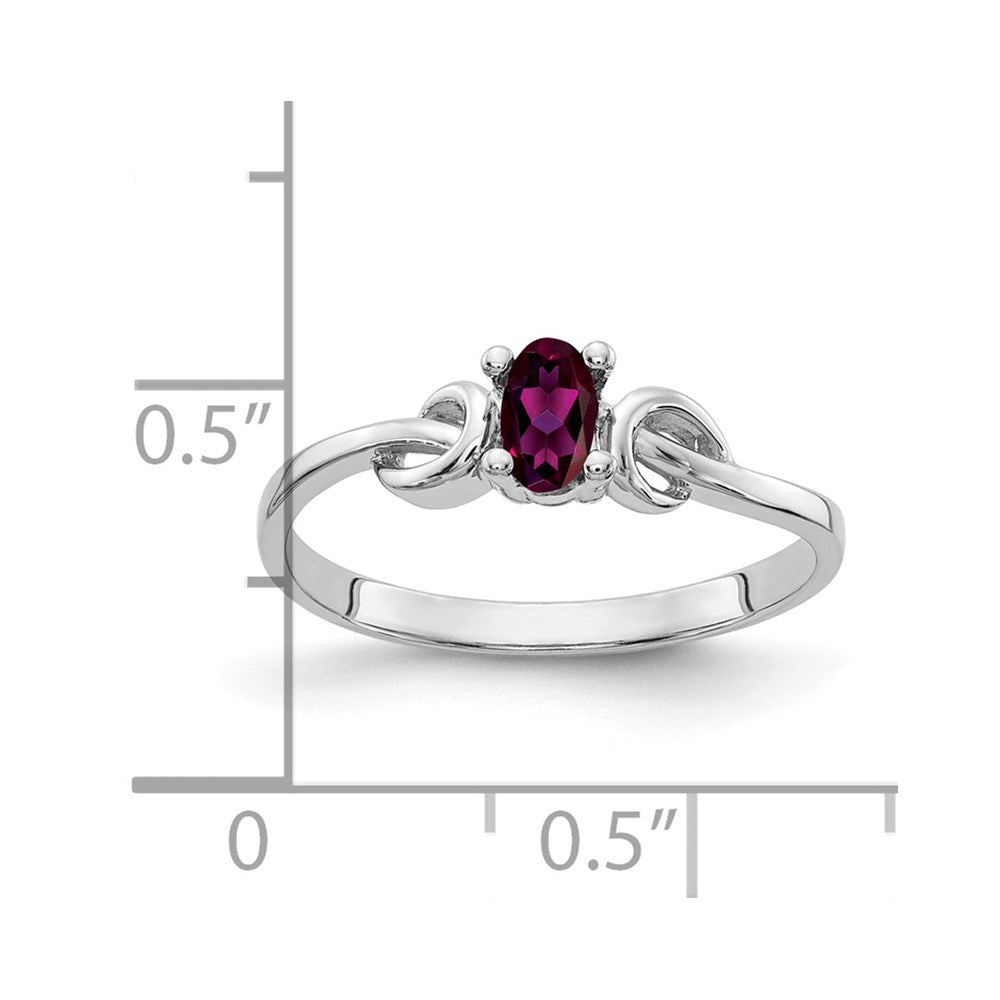 14k White Gold 5x3mm Oval Rhodolite Garnet ring