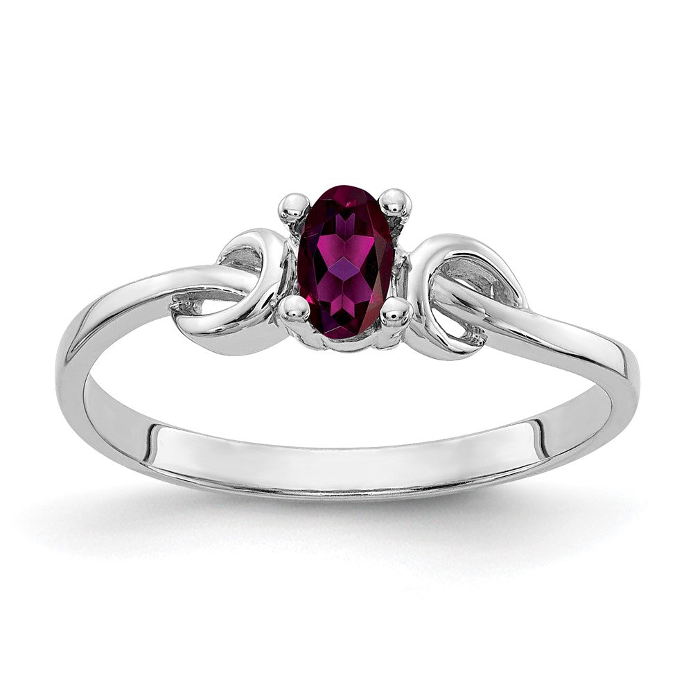 14k White Gold 5x3mm Oval Rhodolite Garnet ring