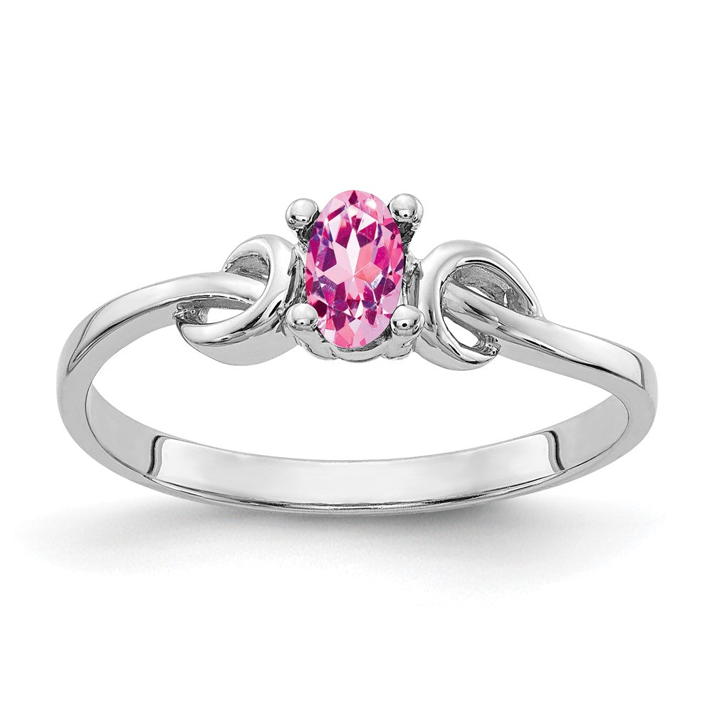 14k White Gold 5x3mm Oval Pink Sapphire ring