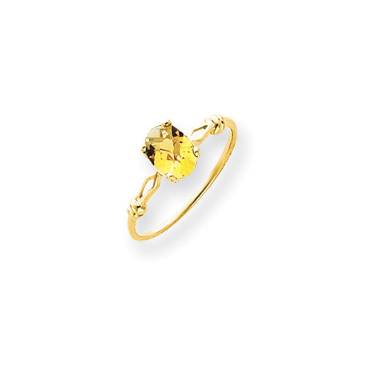 14k Yellow Gold 7x5mm Oval Citrine Checker ring