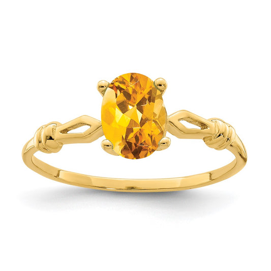 14K Yellow Gold 7x5mm Oval Citrine ring