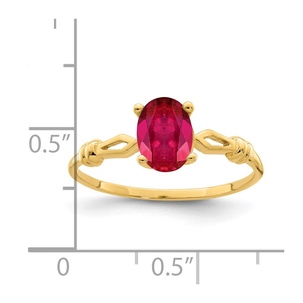 14K Yellow Gold 7x5mm Oval Ruby ring