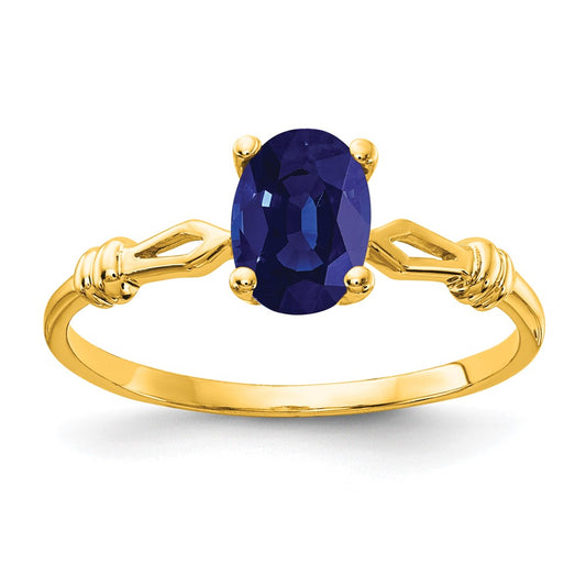 14K Yellow Gold 7x5mm Oval Sapphire ring