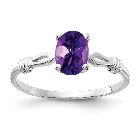 14k White Gold 7x5mm Oval Amethyst ring