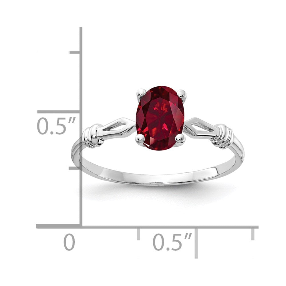 14k White Gold 7x5mm Oval Created Ruby ring