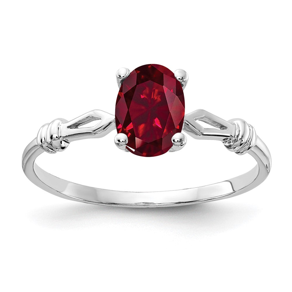 14k White Gold 7x5mm Oval Created Ruby ring