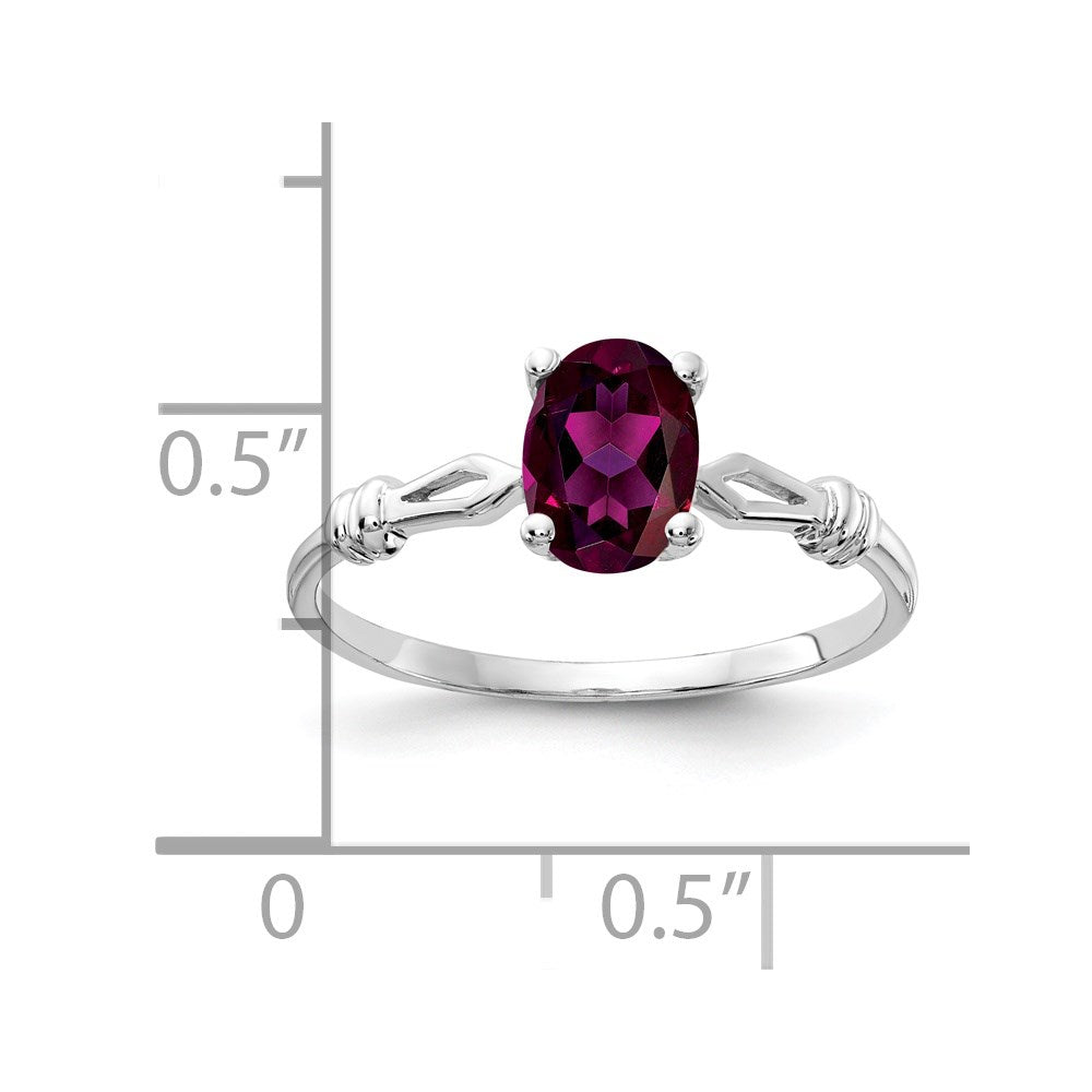 14k White Gold 7x5mm Oval Rhodolite Garnet ring