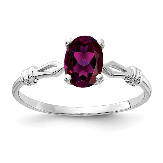 14k White Gold 7x5mm Oval Rhodolite Garnet ring