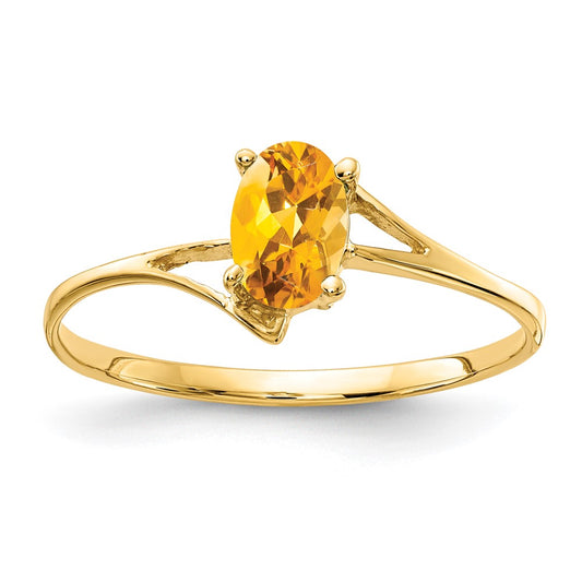 14K Yellow Gold 6x4mm Oval Citrine ring