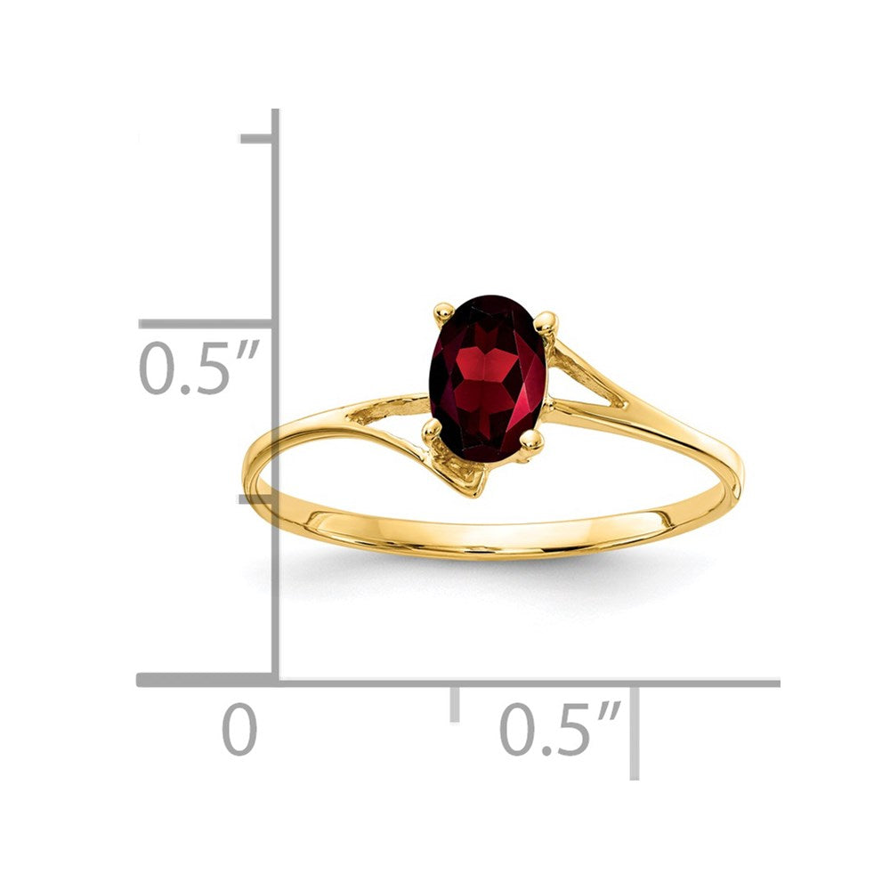 14K Yellow Gold 6x4mm Oval Garnet ring