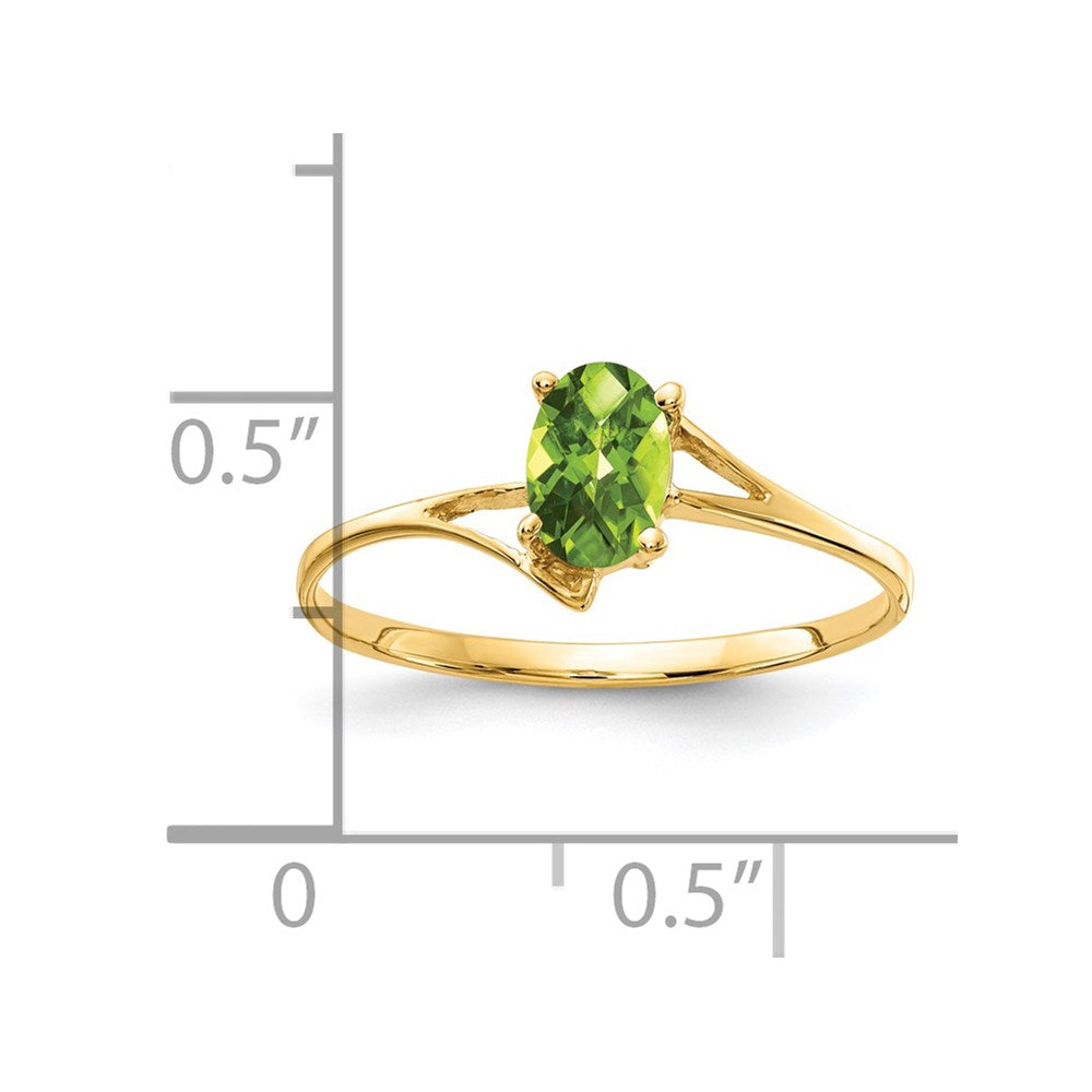 14K Yellow Gold 6x4mm Oval Peridot Checker ring