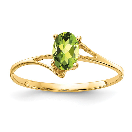 14K Yellow Gold 6x4mm Oval Peridot ring