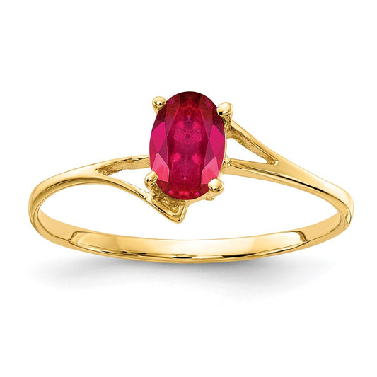 14K Yellow Gold 6x4mm Oval Ruby ring