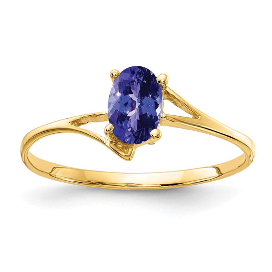 14k Yellow Gold 6x4mm Oval Tanzanite ring