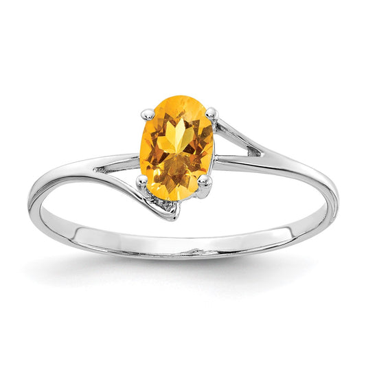 14k White Gold 6x4mm Oval Citrine ring