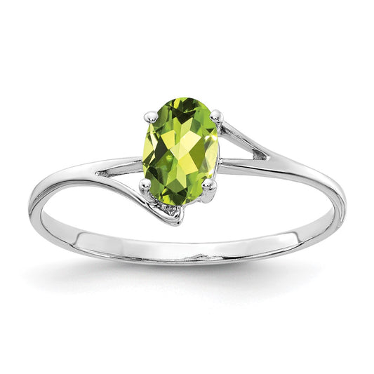 14k White Gold 6x4mm Oval Peridot ring