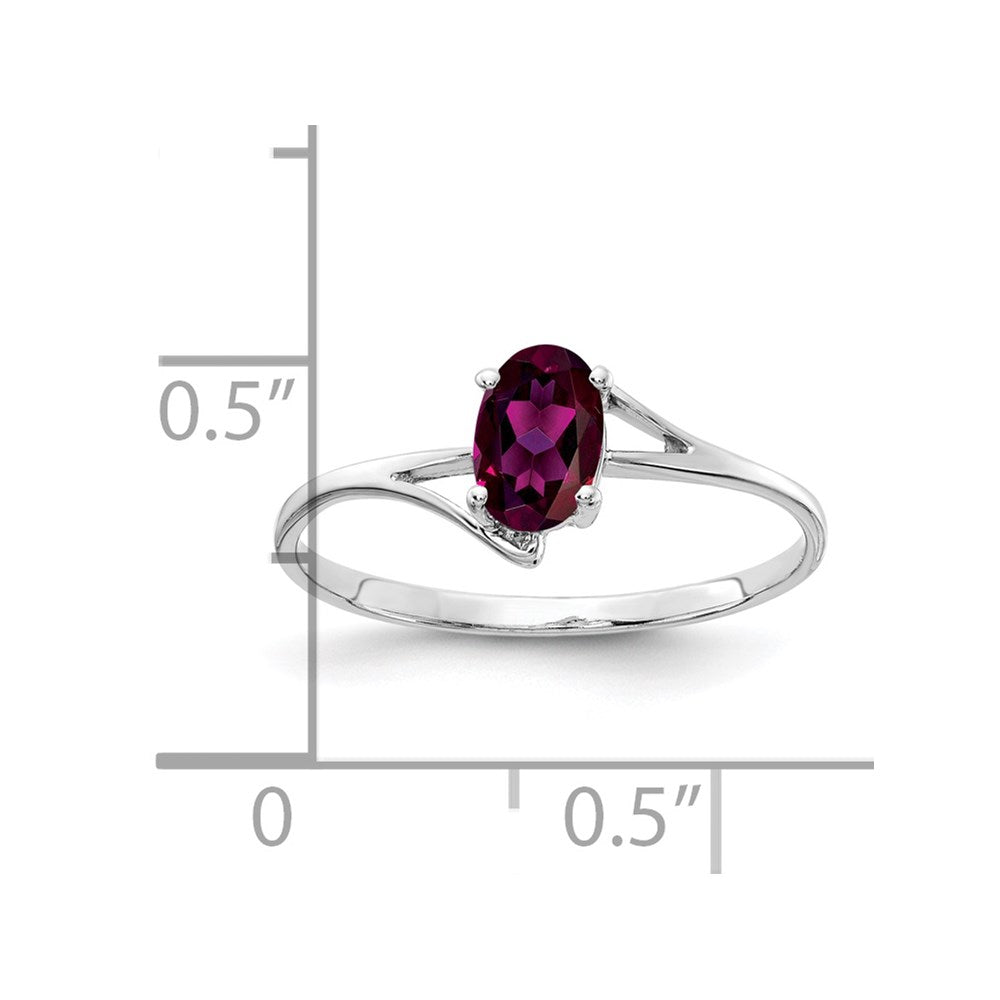 14k White Gold 6x4mm Oval Rhodolite Garnet ring