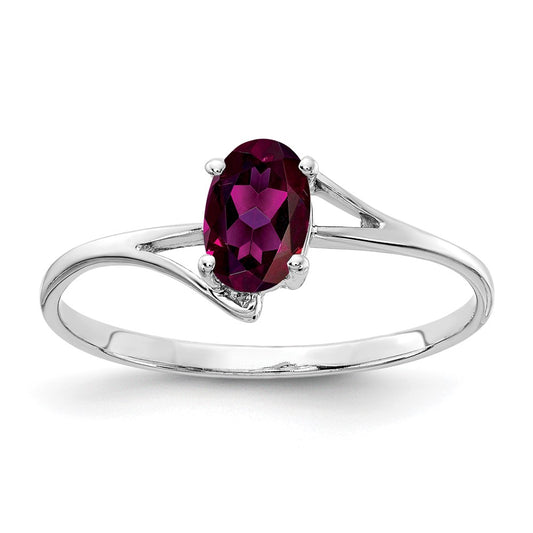 14k White Gold 6x4mm Oval Rhodolite Garnet ring