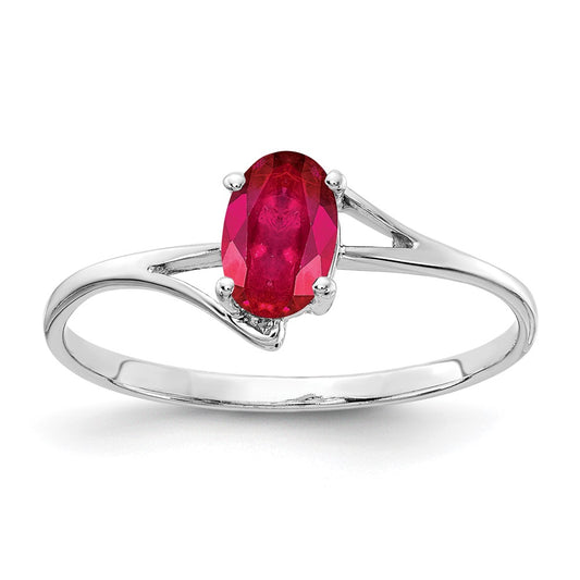 14k White Gold 6x4mm Oval Ruby ring