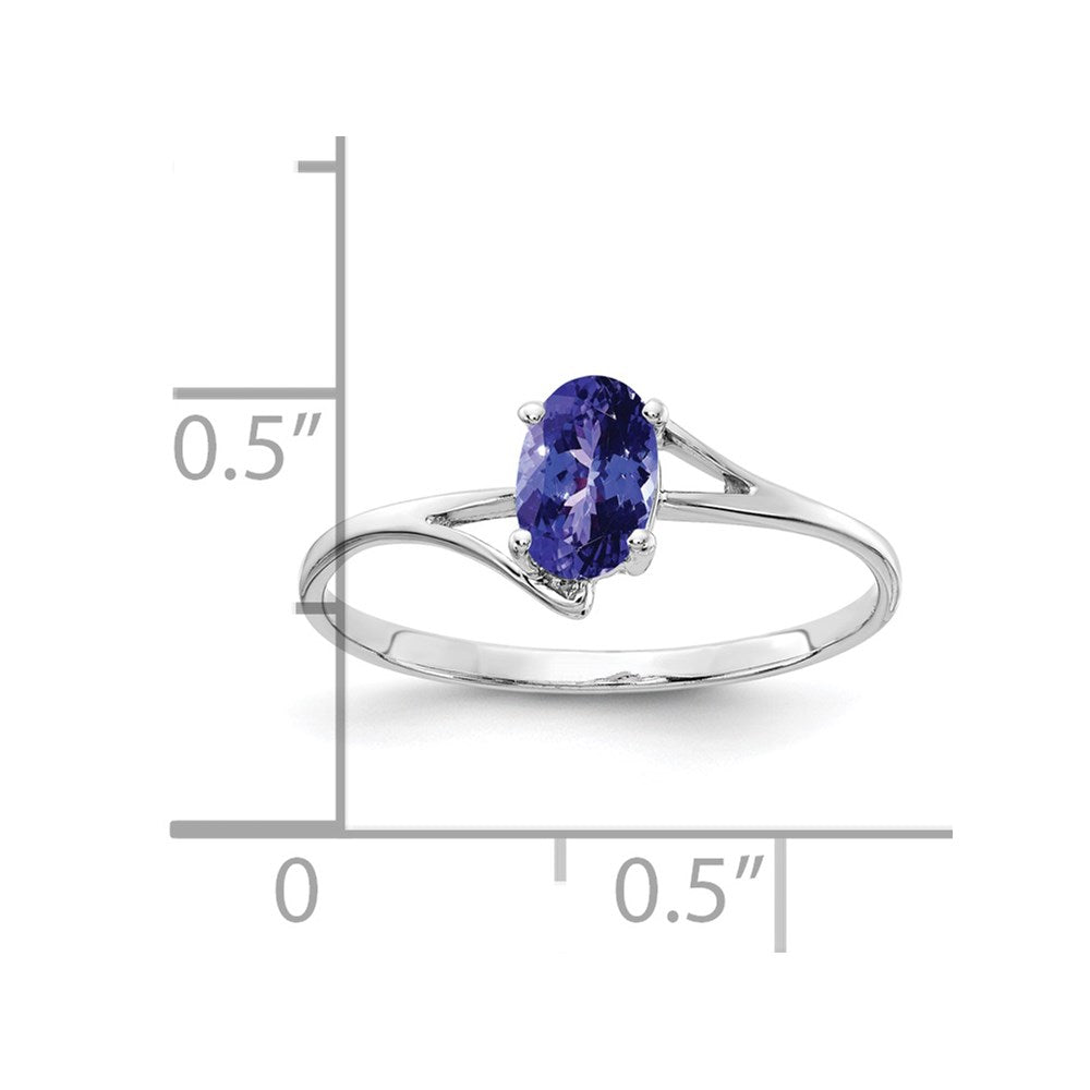 14k White Gold 6x4mm Oval Tanzanite ring