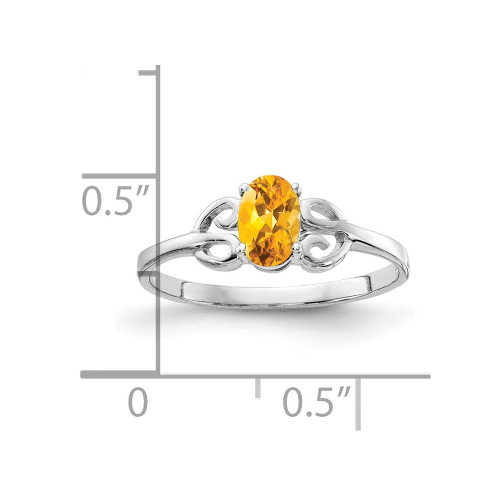 14k White Gold 6x4mm Oval Citrine ring