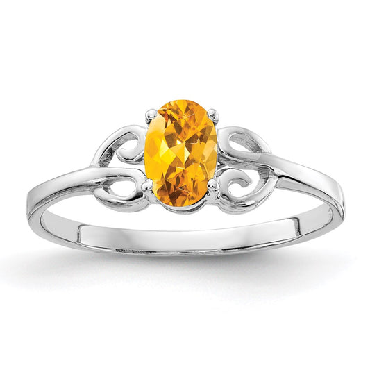 14k White Gold 6x4mm Oval Citrine ring