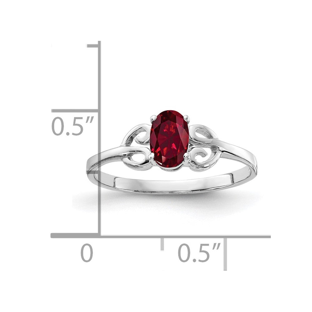 14k White Gold 6x4mm Oval Created Ruby ring