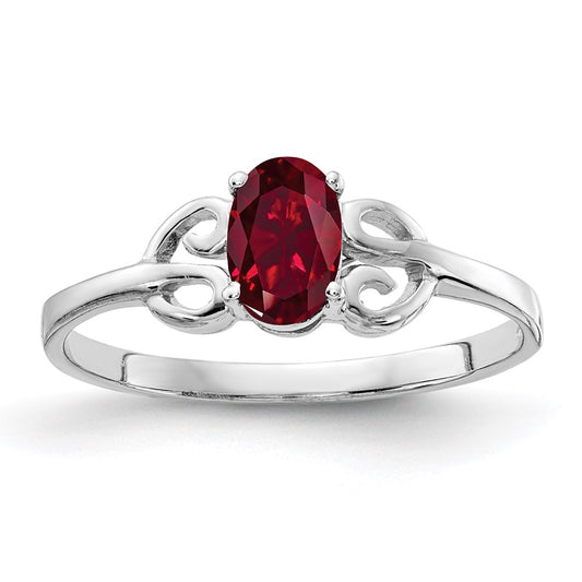 14k White Gold 6x4mm Oval Created Ruby ring