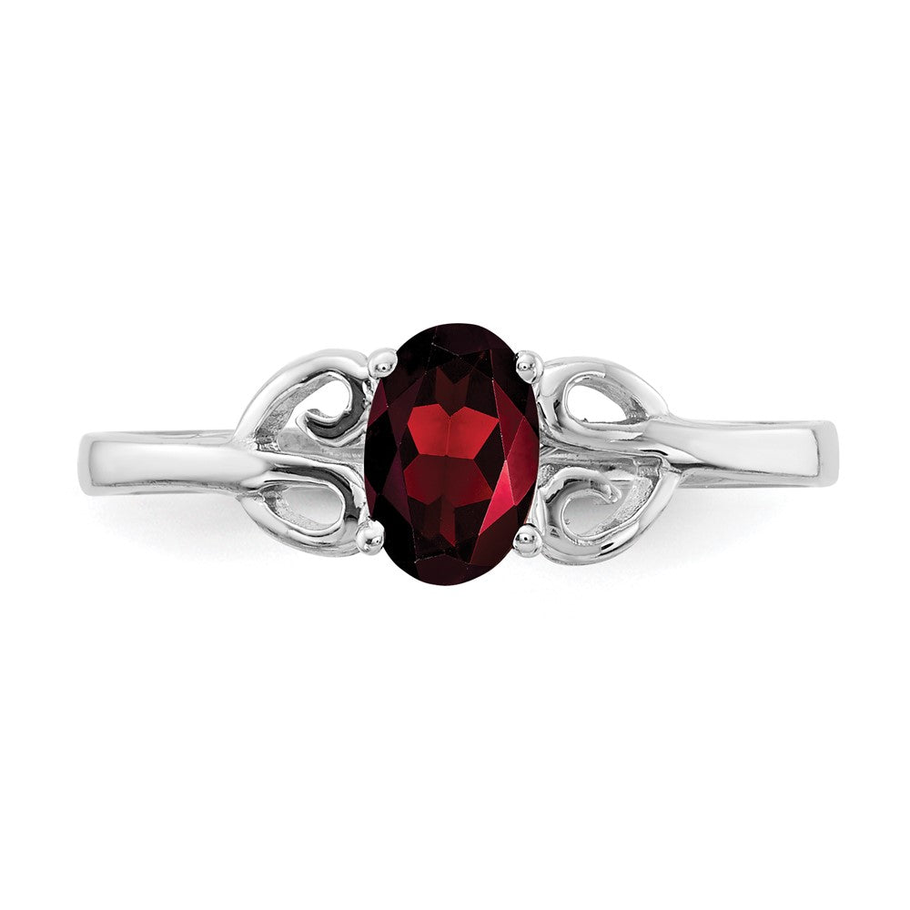 14k White Gold 6x4mm Oval Garnet ring