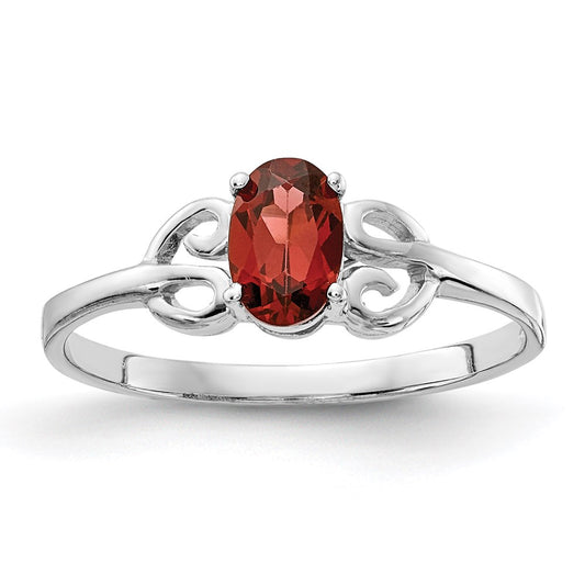 14k White Gold 6x4mm Oval Garnet ring