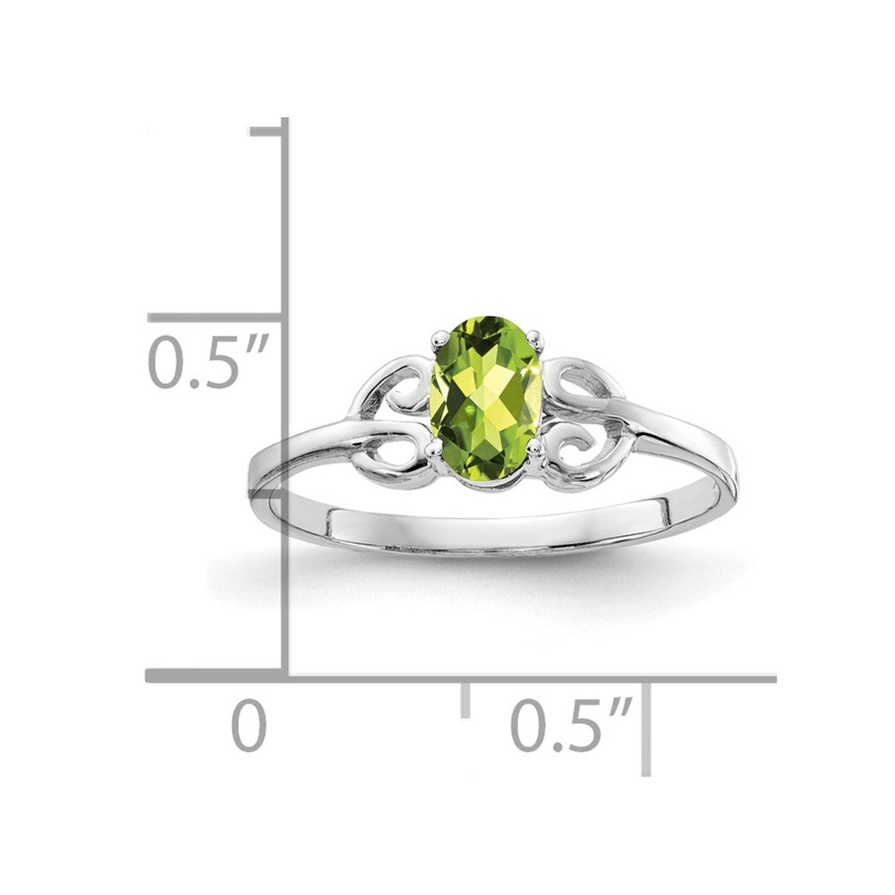 14k White Gold 6x4mm Oval Peridot ring