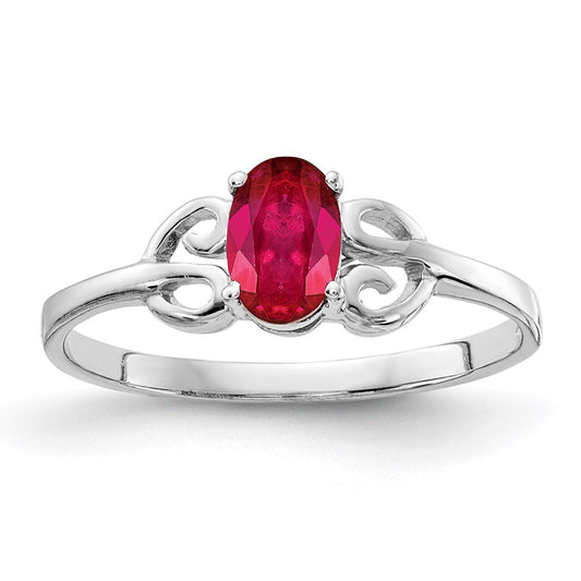 14k White Gold 6x4mm Oval Ruby ring