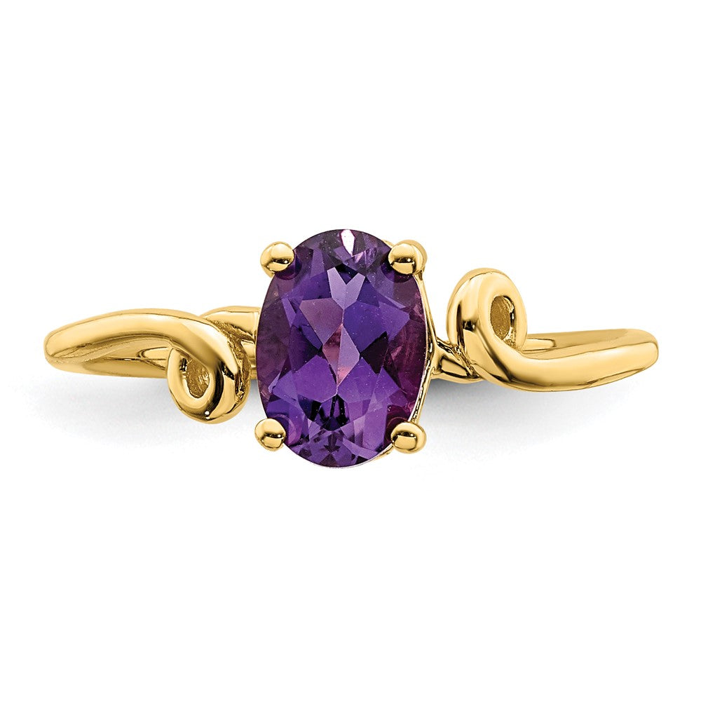 14K Yellow Gold 7x5mm Oval Amethyst ring