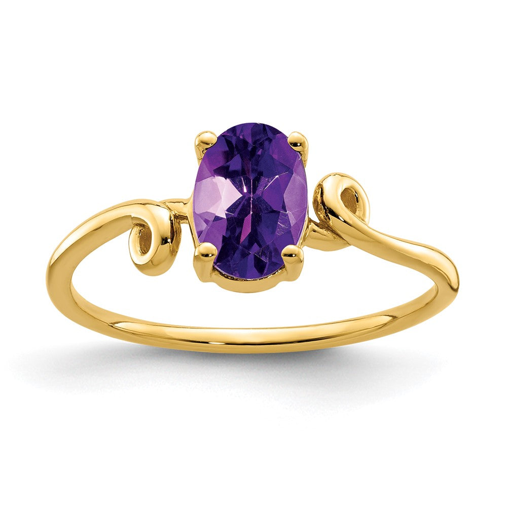 14K Yellow Gold 7x5mm Oval Amethyst ring