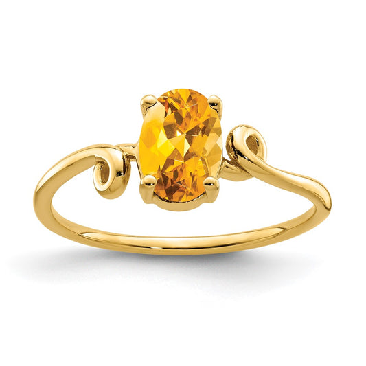 14K Yellow Gold 7x5mm Oval Citrine ring