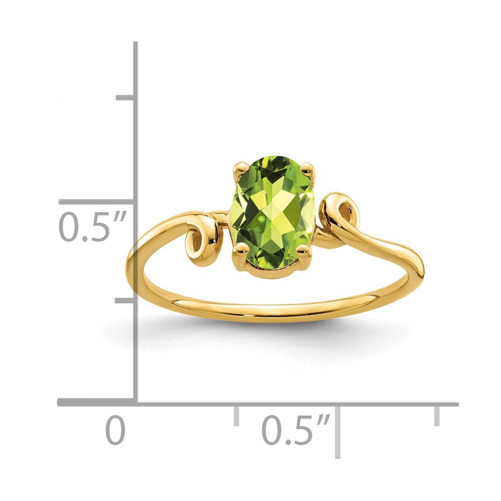 14K Yellow Gold 7x5mm Oval Peridot ring