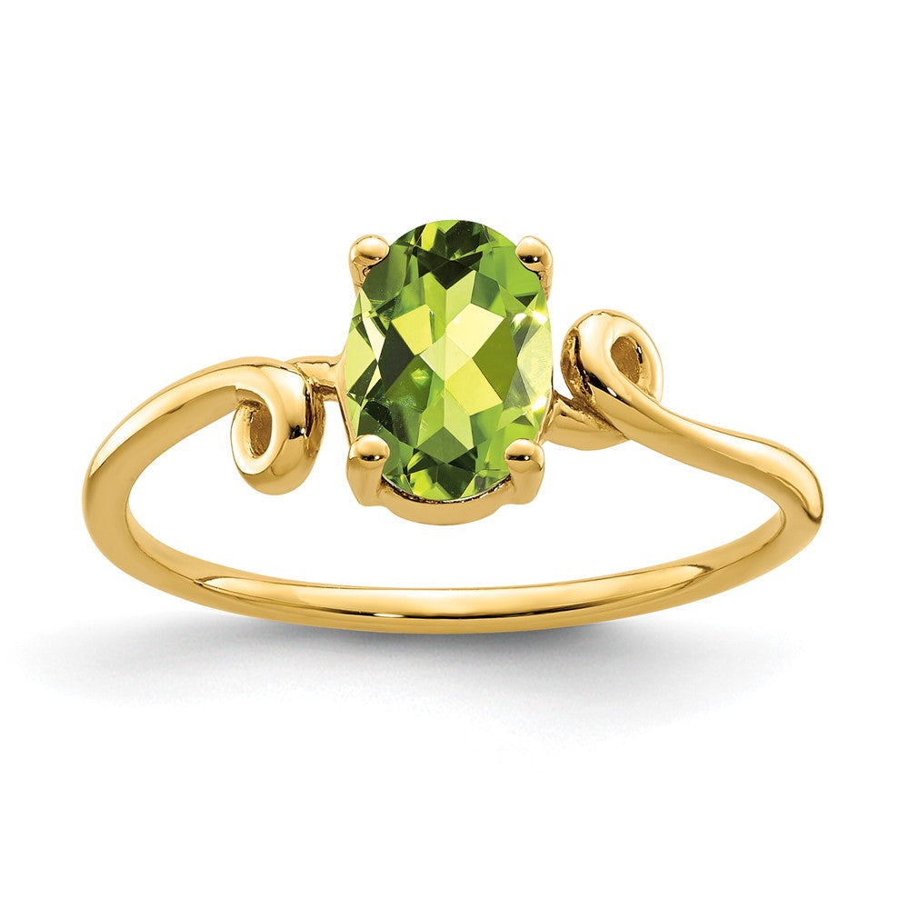 14K Yellow Gold 7x5mm Oval Peridot ring