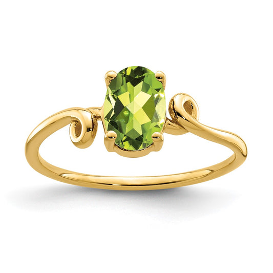 14K Yellow Gold 7x5mm Oval Peridot ring