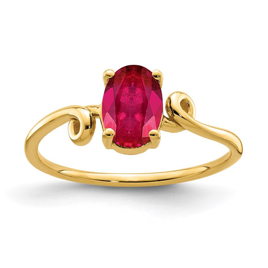 14K Yellow Gold 7x5mm Oval Ruby ring