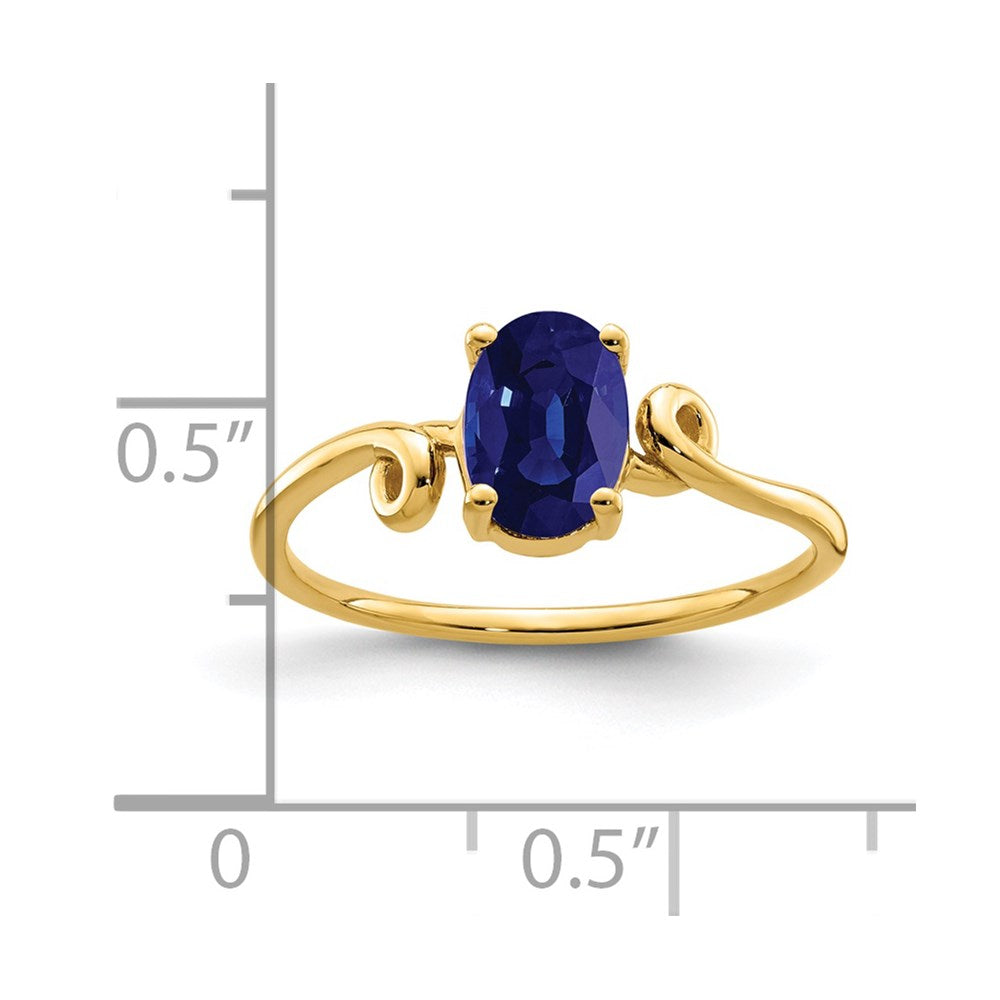 14K Yellow Gold 7x5mm Oval Sapphire ring