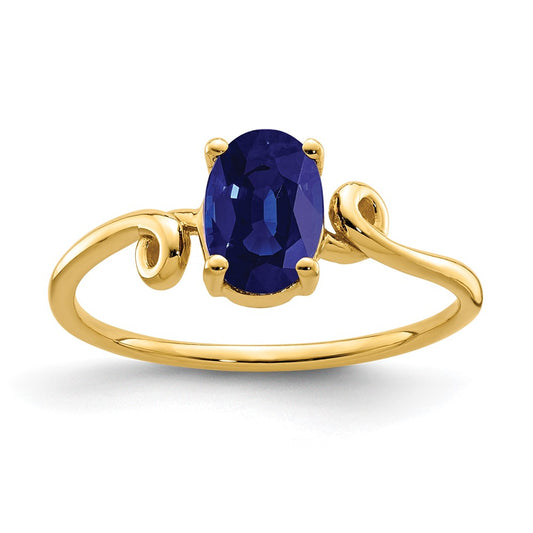 14K Yellow Gold 7x5mm Oval Sapphire ring